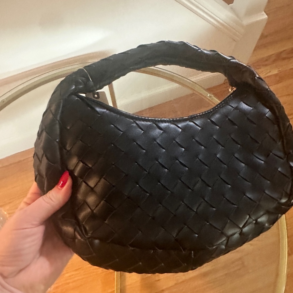 NWT Anthropologie Black Mini Woven Satchel